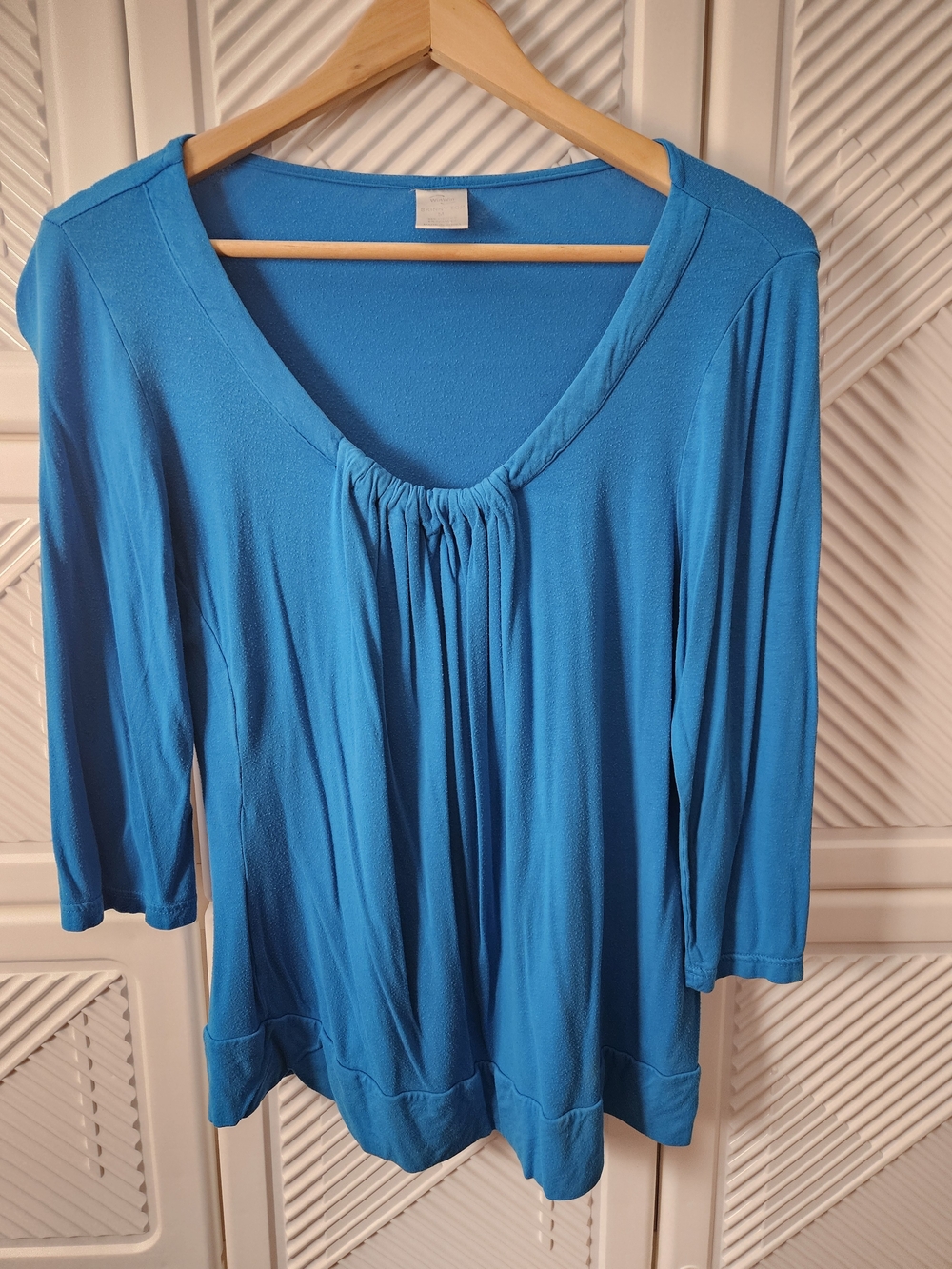 Women's Turquoise Skinny Top Scoop Neck Long-Sleeve Top